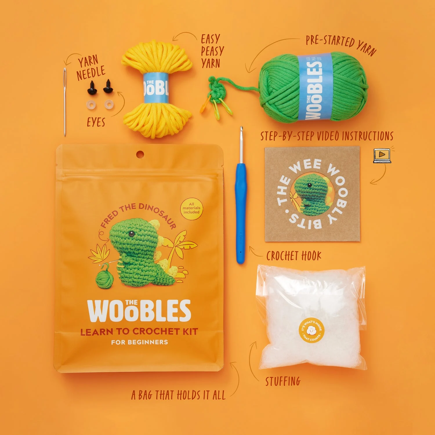 Kit de crochet Fred le Dinosaure
